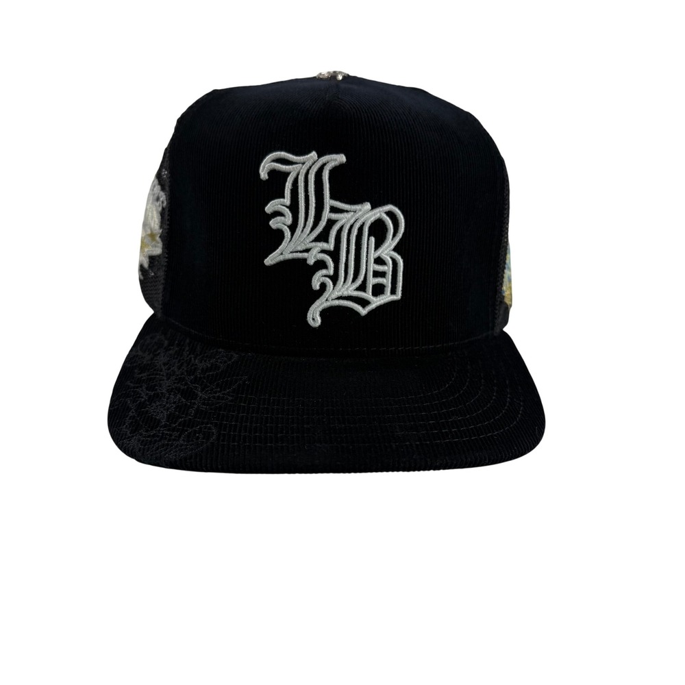 Daniel Luu Long Beach Corduroy Trucker Hat Black LB Gothic Snapback Cap
